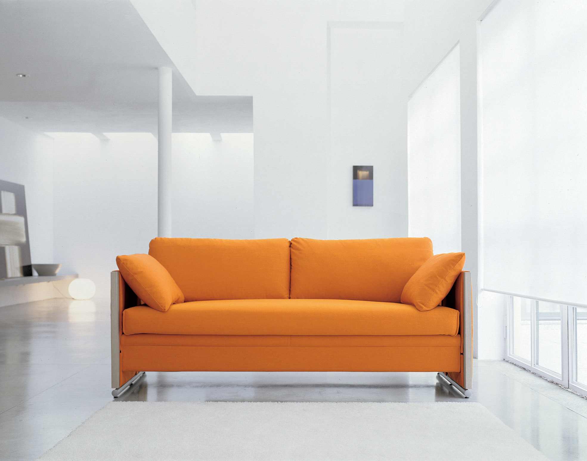 gain de place idée canapé orange design moderne