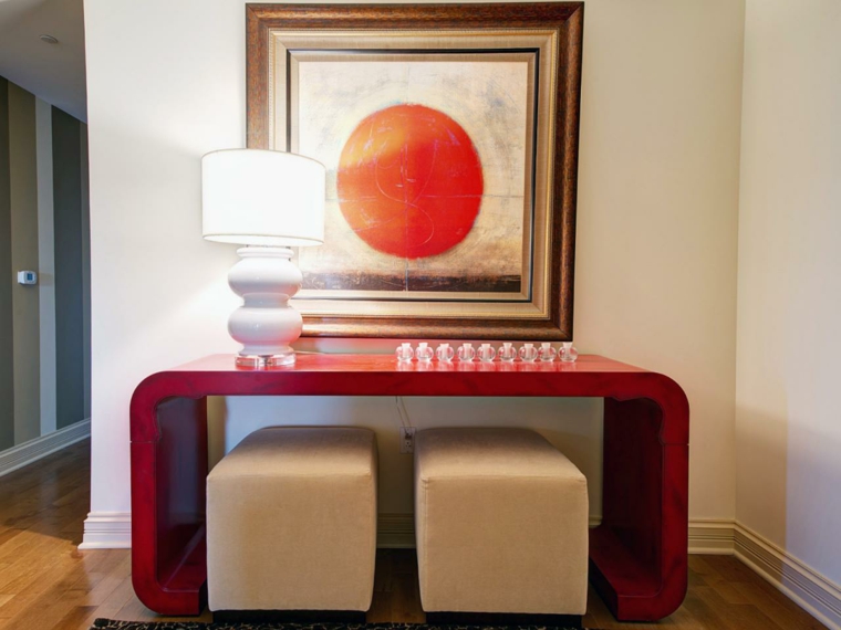 idee entree maison moderne tables consoles rouge