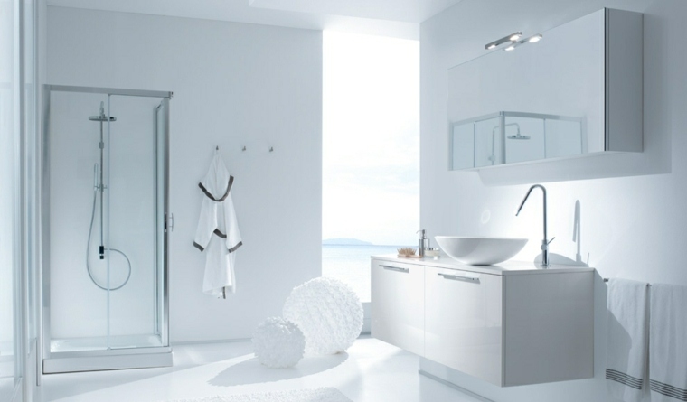 décorer salle de bain intérieur blanc idée moderne cabine de douche évier 