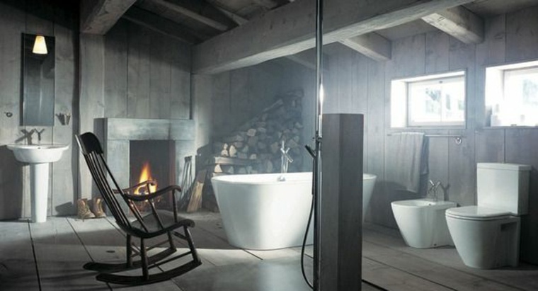 photo salles de bain baignoire design campagne