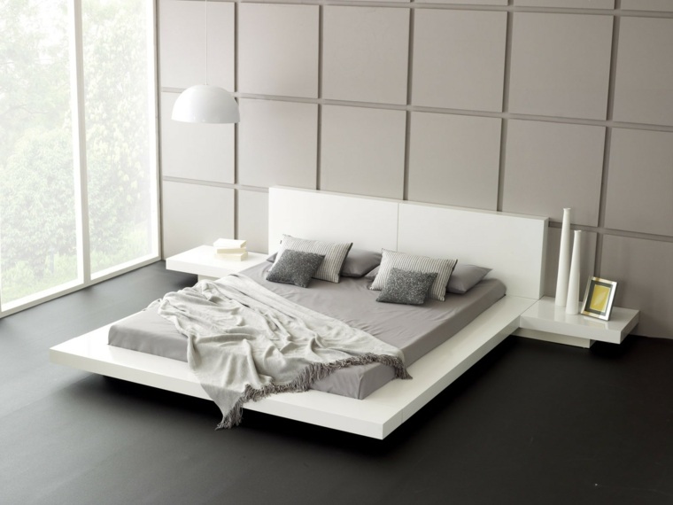 intérieur maison moderne chambre coucher blanc gris clair