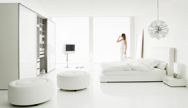 intérieur maison moderne chambre coucher blanche