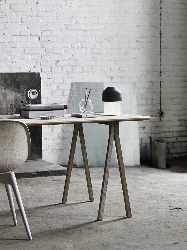 scandinave moderne design table en bois luminaire suspendu déco idée 