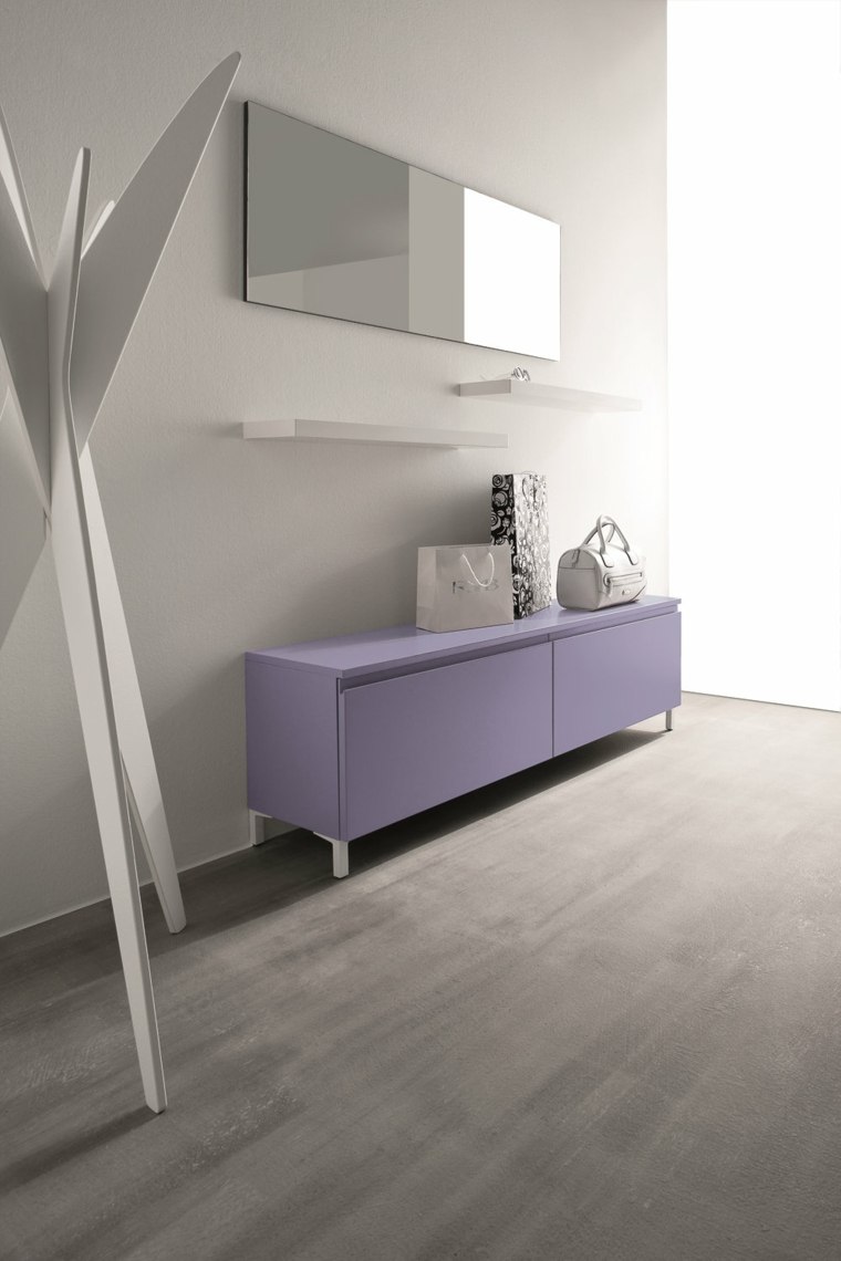 birex meuble rangement entrée idée violet déco mur miroir