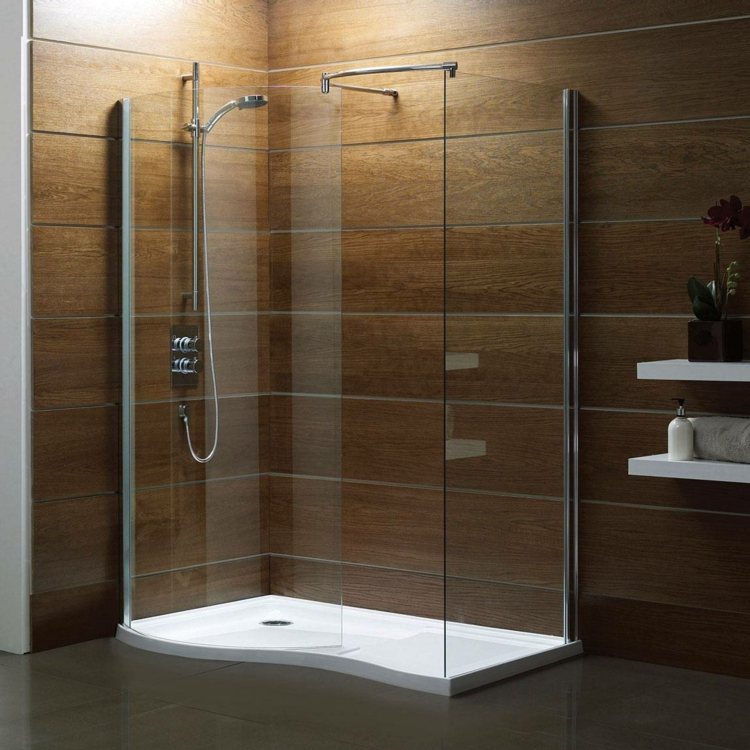 salle de bain avec douche italienne bois