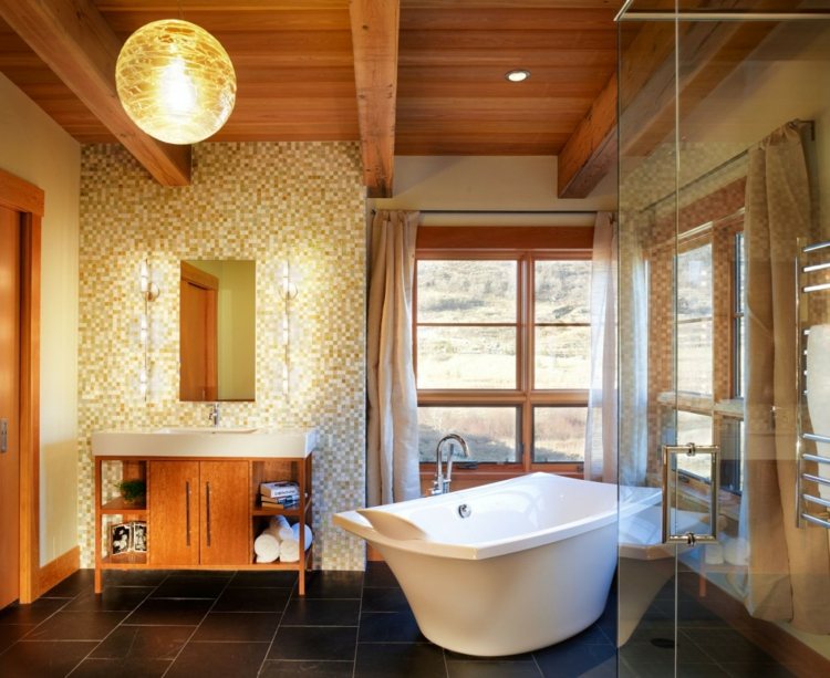 salle de bain design retro bois