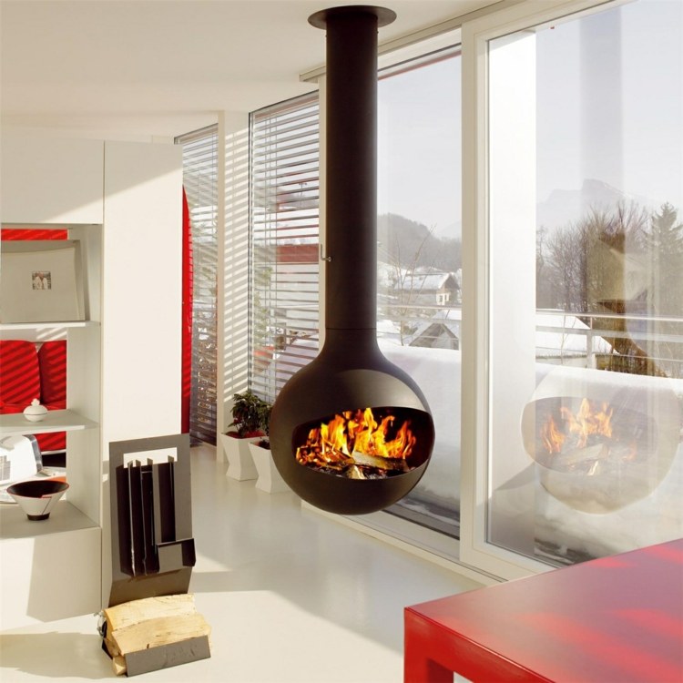 salon cheminée moderne design interessant