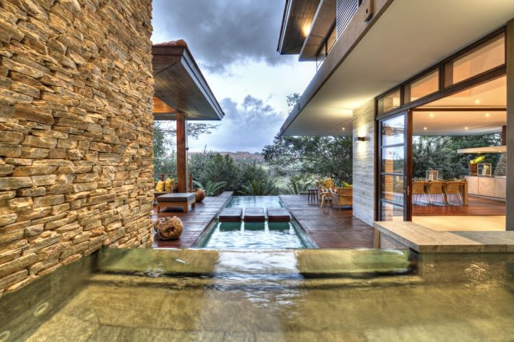terrasse avec piscine deco bois