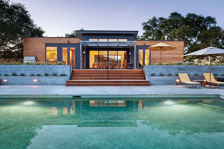terrasse piscine beton bois