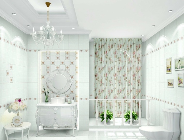 toilette design intérieur blanc moderne idée aménagement miroir