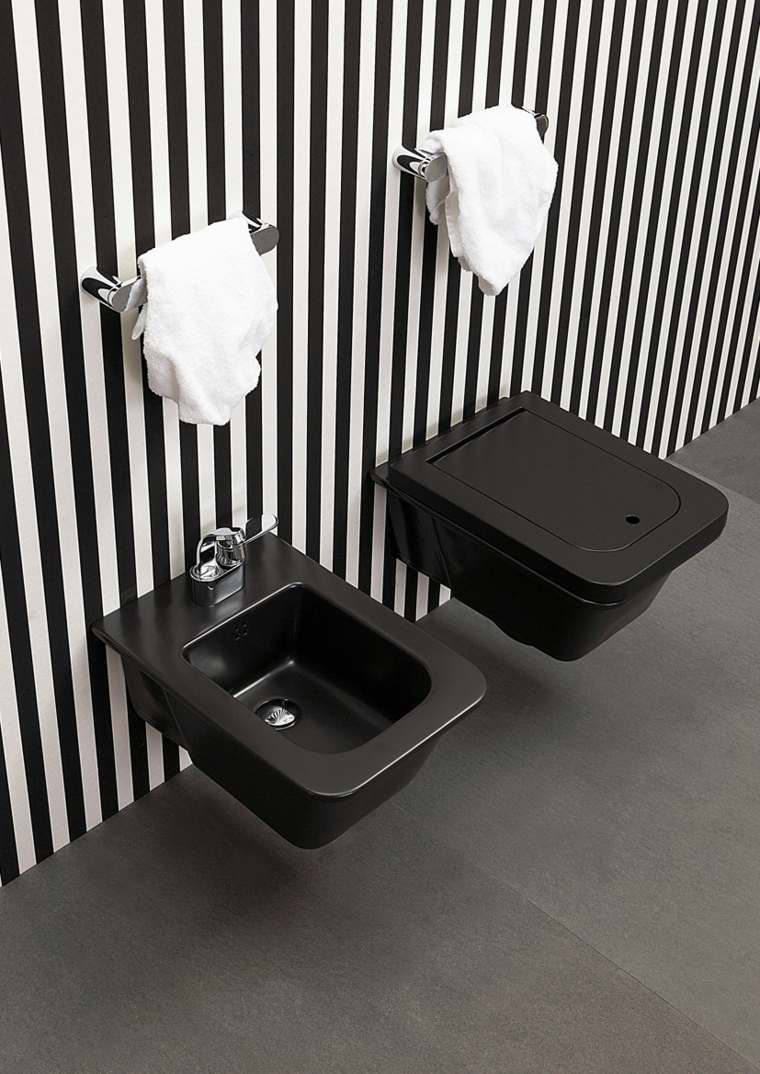 toilettes design papier peint noir blanc