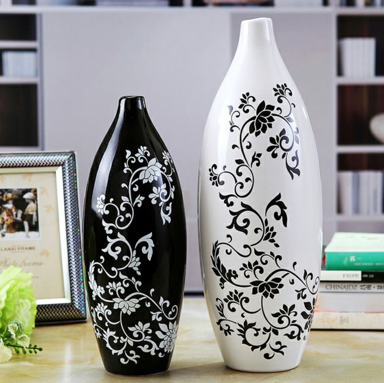 idée vase blanc noir design motif moderne 