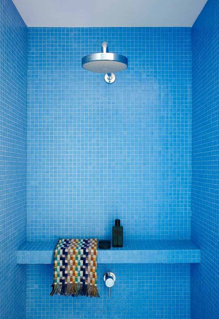 carrelage pour douche bleu design idée moderne 