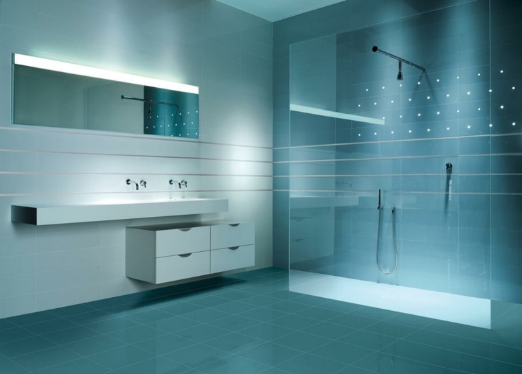 salle de bain moderne carrelage pour douche idée évier meuble miroir mural