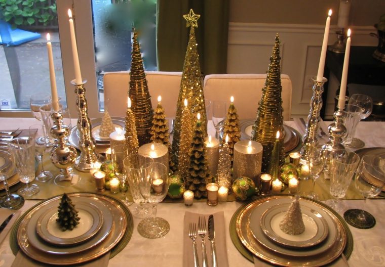 décorations table Noel or