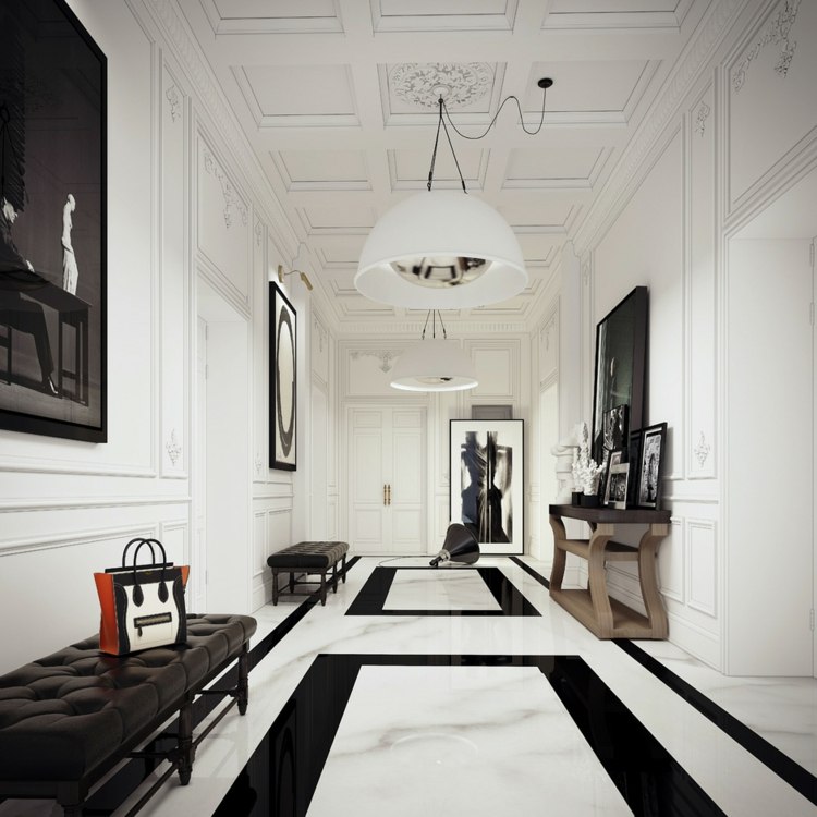 décoration feng shui couloir noir blanc
