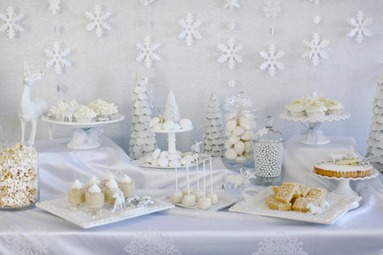 décorations de Noël blanc table