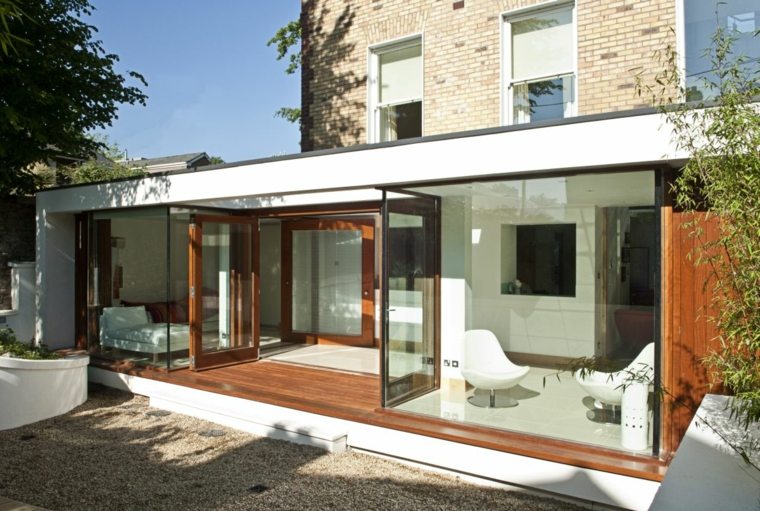 extension toit plat maison verre