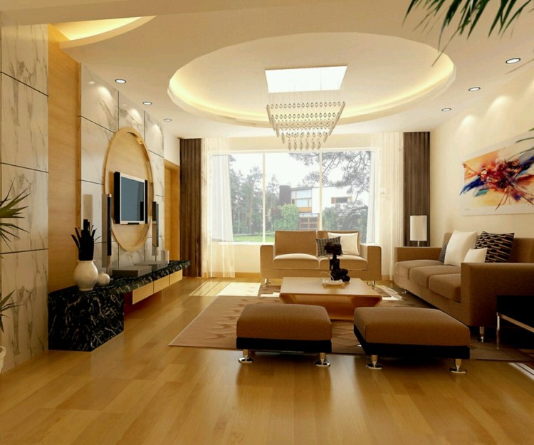 faux plafond design salon moderne