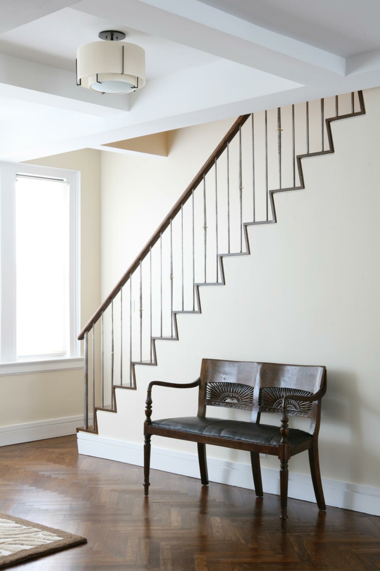 intérieur moderne bois rampe escaliers metalliques