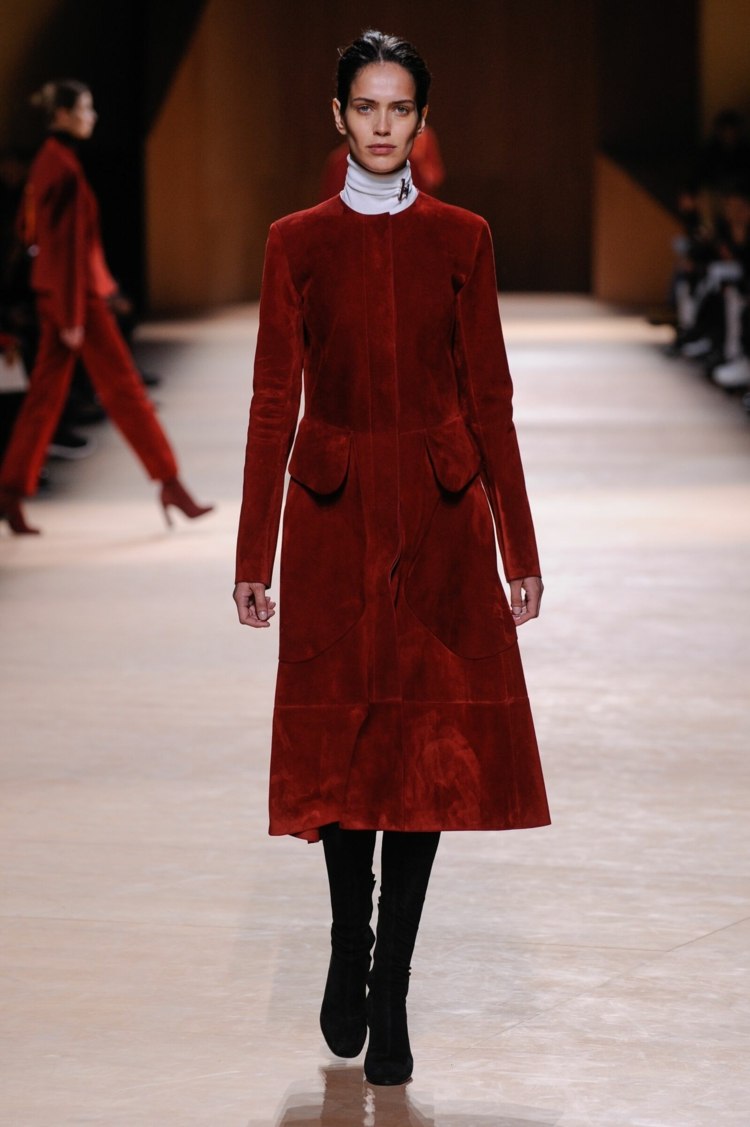 manteau femme hiver rouge Hermès