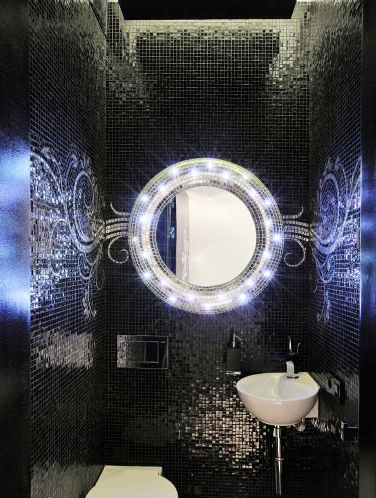 mosaïque salle de bain noir