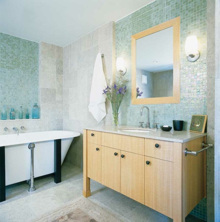 mosïque salle de bain vert
