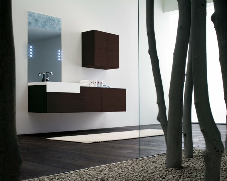 intérieur moderne design meuble bois miroir mural