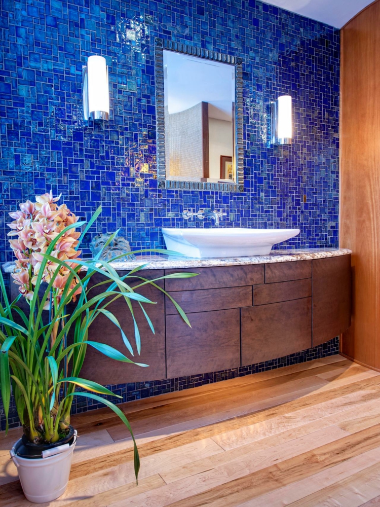 salle de bain mosaique bleue