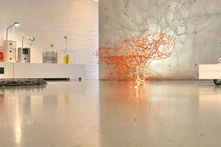 sol béton ciré  décoration 3D idée salon meuble design aménagement