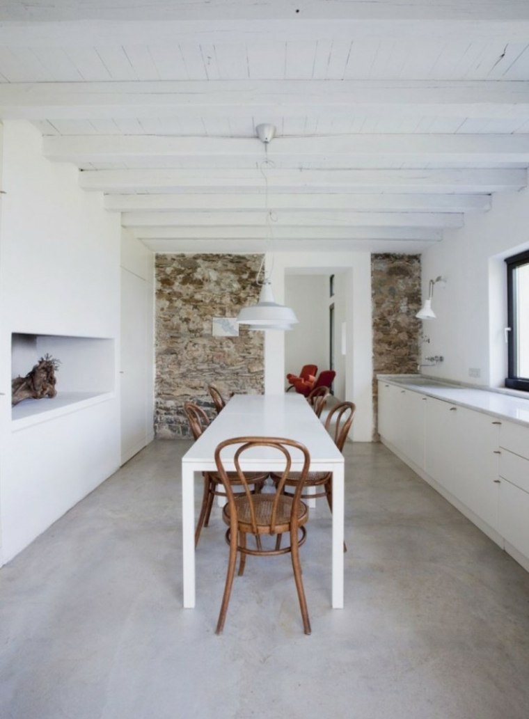 sol béton ciré cuisine salle à manger style minimaliste design industriel