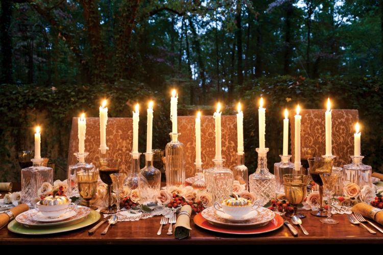 table automne deco bougies