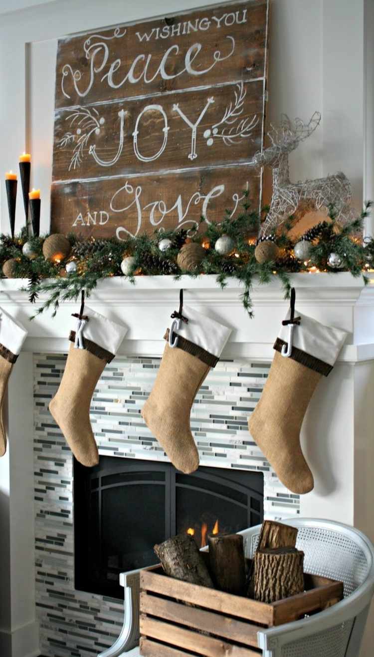 boules de Noël à décorer cheminee