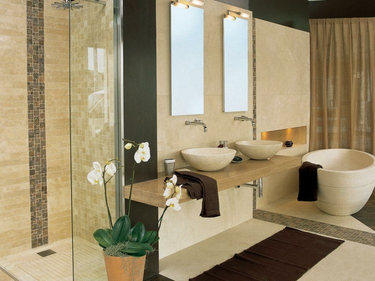 carrelage travertin salle de bain design elegant