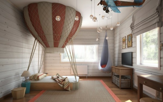 chambre enfant design idée lit déco chambre tapis de sol meuble bois 