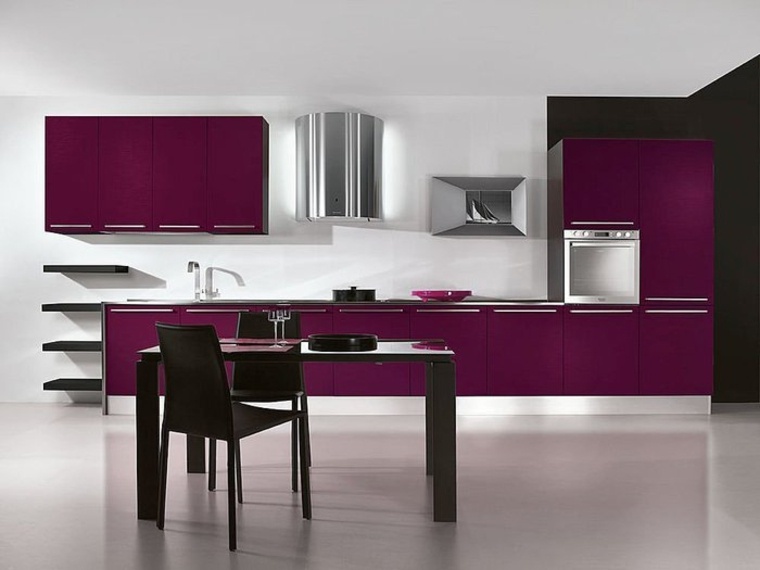cuisine design moderne meuble violet intérieur luxe