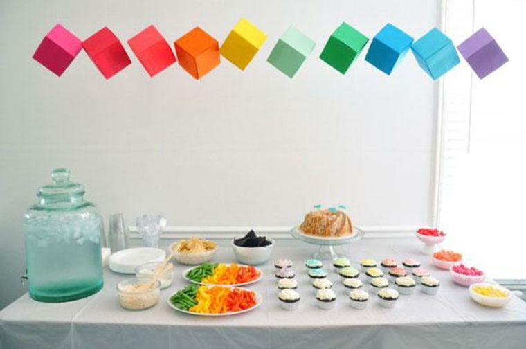 déco table anniversaire origami guirlande carton desserts déco