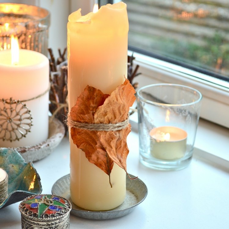 deco automne bougies feuilles