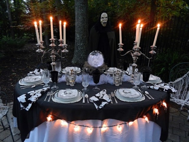 décoration table halloween bougie extérieur guirlande lumineuse 