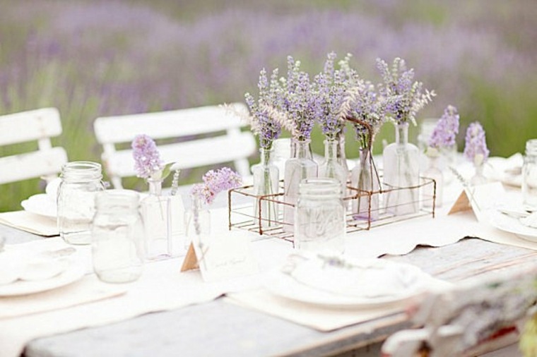 décoration lavande table anniversaire idée minimaliste