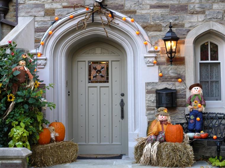 décoration halloween maison extérieur porte guirlande lumineuse citrouilles 