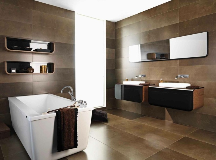 salle de bain marron moderne couleur 