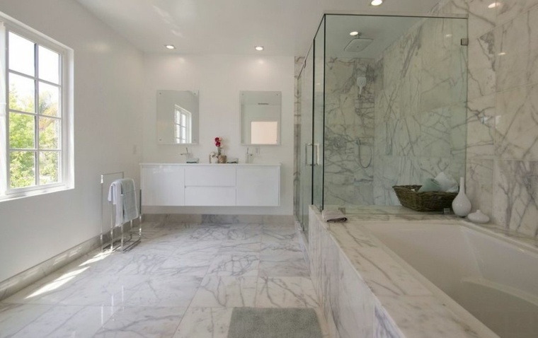 decorations salle de bains marbre blanc