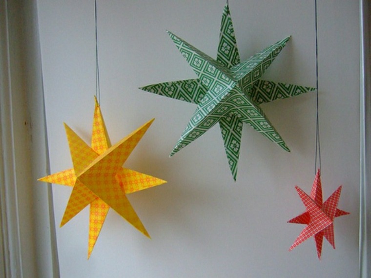 déco noël à fabriquer idée original étoile papier origami 