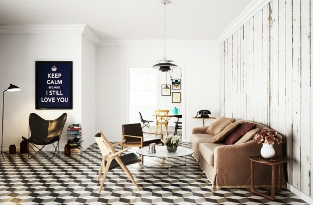 design nordique moderne idée luminaire suspension déco mur table basse blanche chaise canapé beige