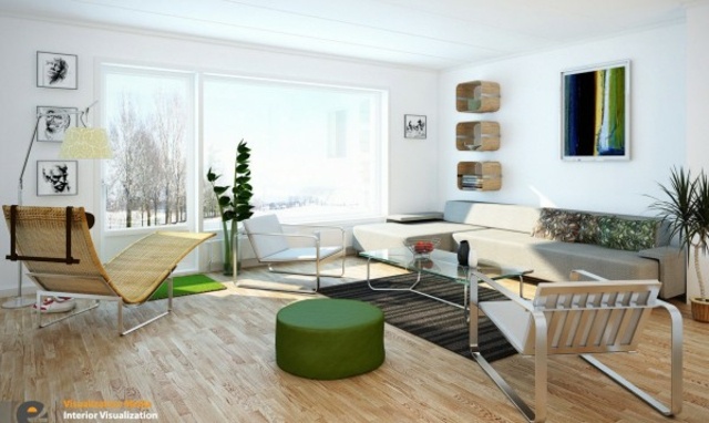 design scandinave moderne chaise design table basse en verre tableau mur déco