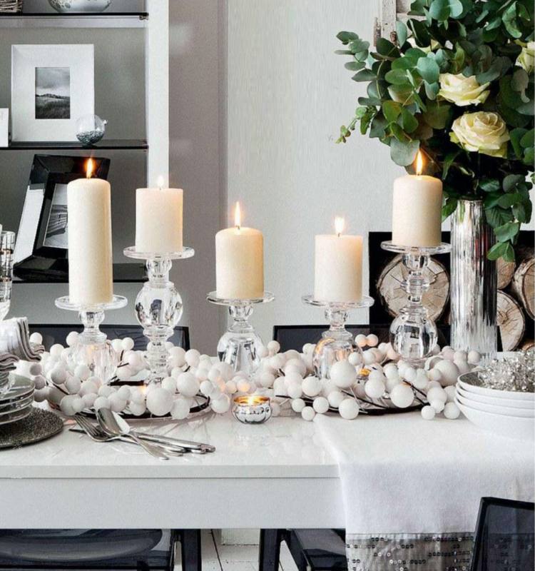 décoration de table de Noël à faire soi-même blanc
