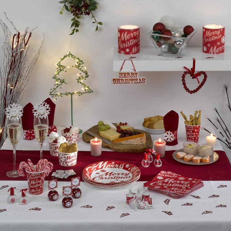 décoration de table de Noël à faire soi-même rouge blanc