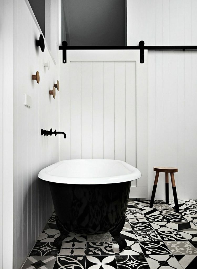 idee decoration salle de bain noir blanc