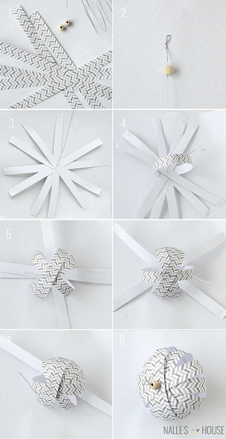 boule en papier noël idée brico facile déco à fabriquer